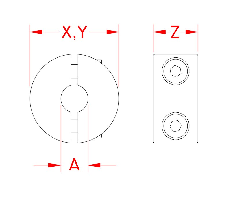 Stainless Steel 2 Part Wire Clamp, S0720-0003, S0720-0004, S0720-0005, S0720-0007, Line Drawing Stainless Steel 2 Part Wire Clamp, S0720-0003, S0720-0004, S0720-0005, S0720-0007, Line Drawing